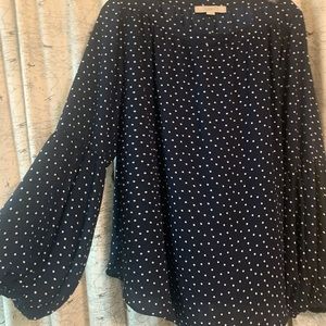 Navy polka dot top